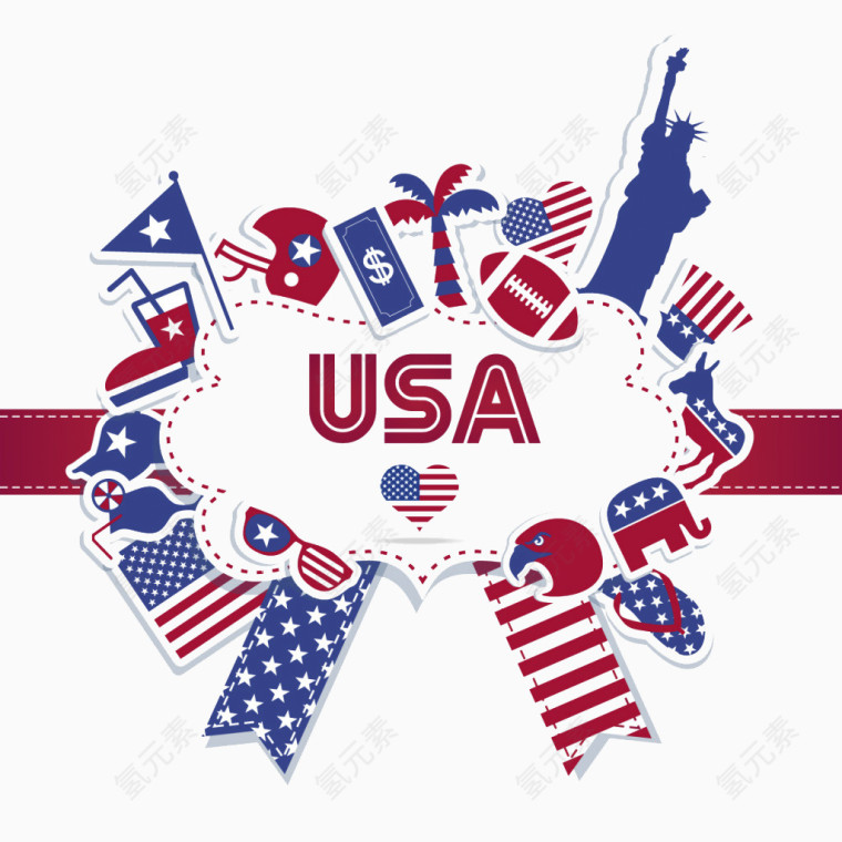 美国元素标志矢量素材