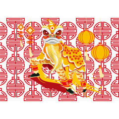 狮子新年好素材背景