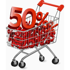 矢量手绘超市手推车