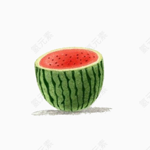 半个西瓜手绘画素材图片