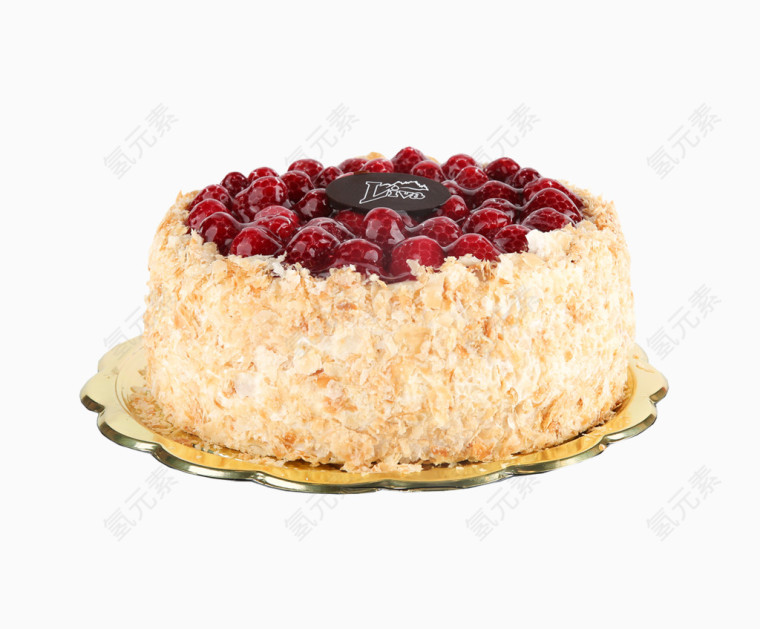 草莓生日蛋糕产品实物免抠图