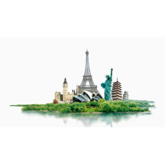 海岛绿化建筑免抠素材