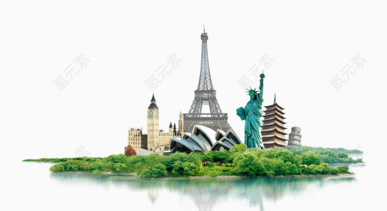 海岛绿化建筑免抠素材