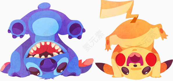 卡通史迪奇和皮卡丘