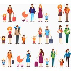 矢量手绘一家人