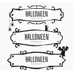 手绘万圣节banner矢量素材