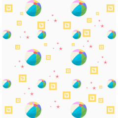 皮球和小方框儿童房间壁纸花纹