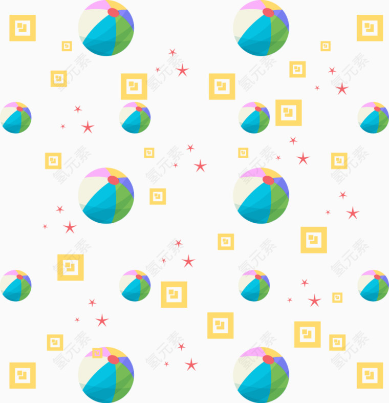 皮球和小方框儿童房间壁纸花纹