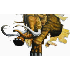 破墙立体图大象