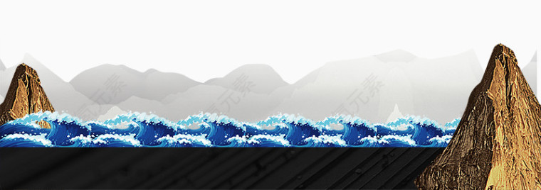 地产海报元素大海海浪