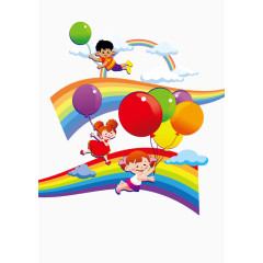 可爱卡通儿童玩耍插画矢量素材