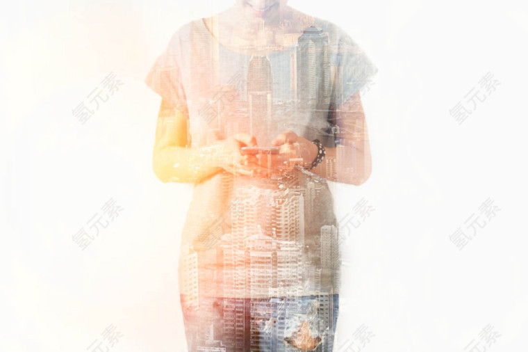 商务人士与城市景色