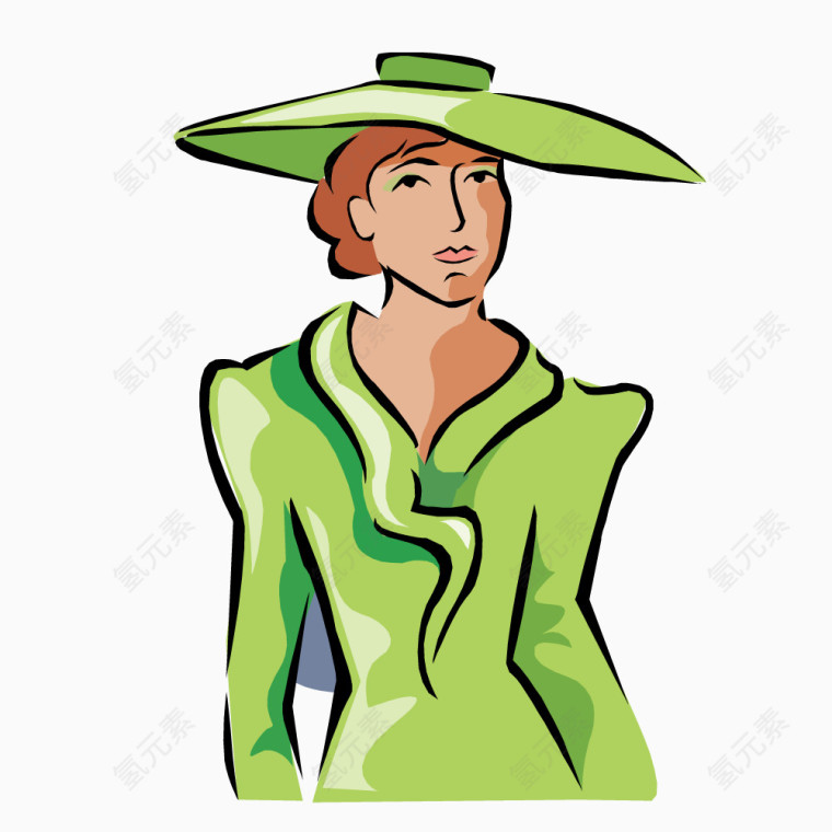 带绿色斗篷的女子