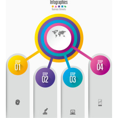 矢量彩色立体圆环图表