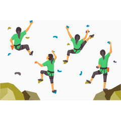 4个矢量攀岩女孩