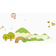 卡通山丘彩虹