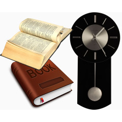 黑色典雅钟摆和厚书本素材