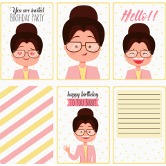 可爱女孩封面生日卡