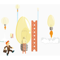 矢量商务男子与灯泡发射