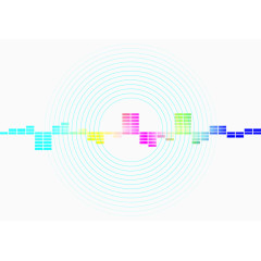 彩色科技放射圆圈方块