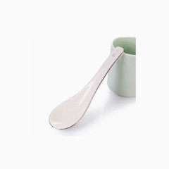陶瓷大汤勺子骨瓷金边白色汤匙