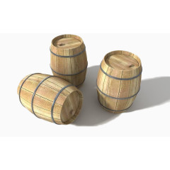 三个木制酒桶免扣素材