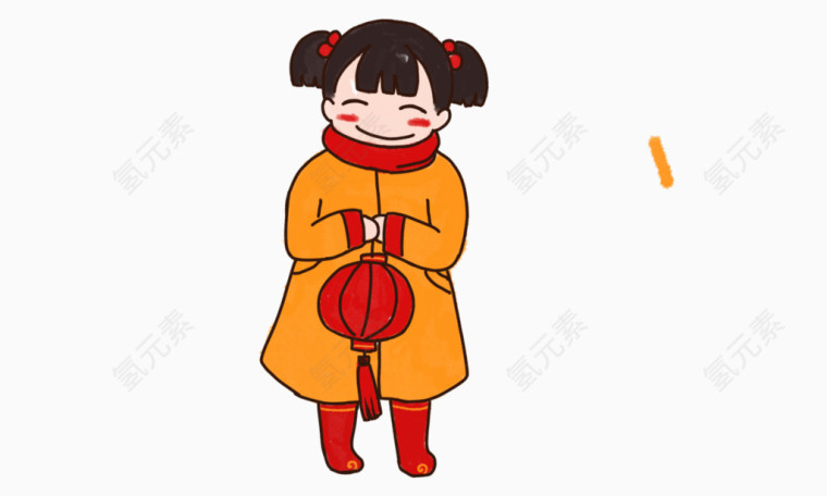 手绘拜年小孩