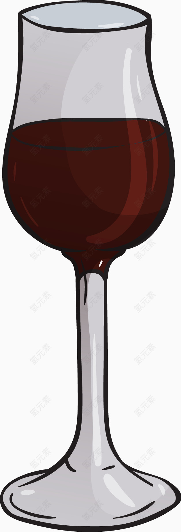 卡通手绘红酒杯