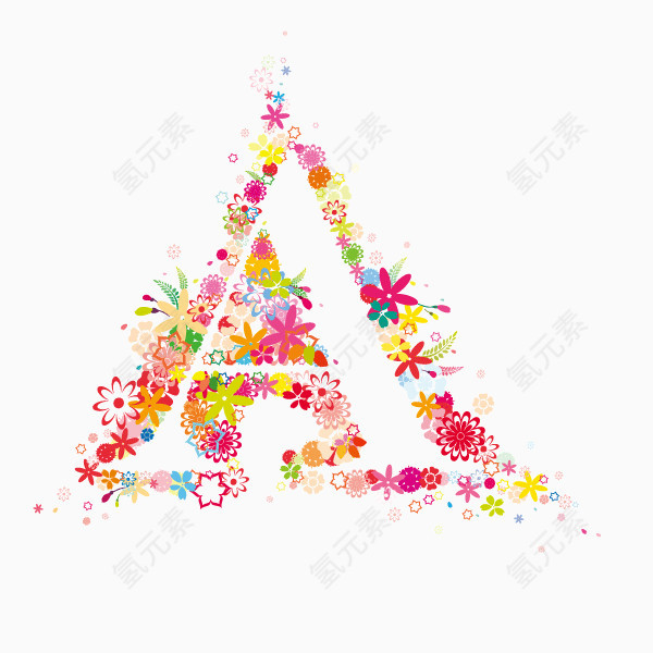 字母 A 花朵 拼接 小清新