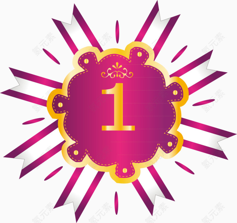 红色奖牌手绘元素