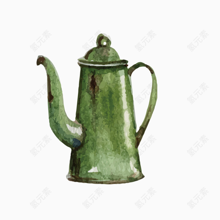 手绘文艺复古水壶矢量素材