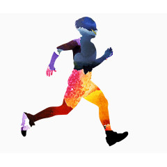 男人跑步服装油画