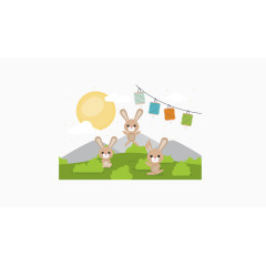 三只小兔子矢量图