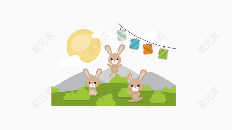 三只小兔子矢量图