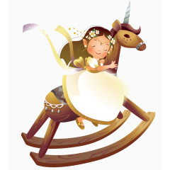 摇晃木马上的女孩