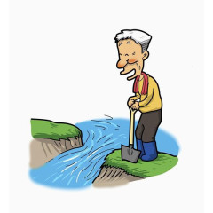 卡通爷爷过河素材