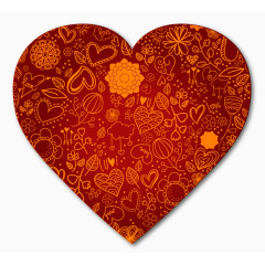矢量手绘红色花纹爱心