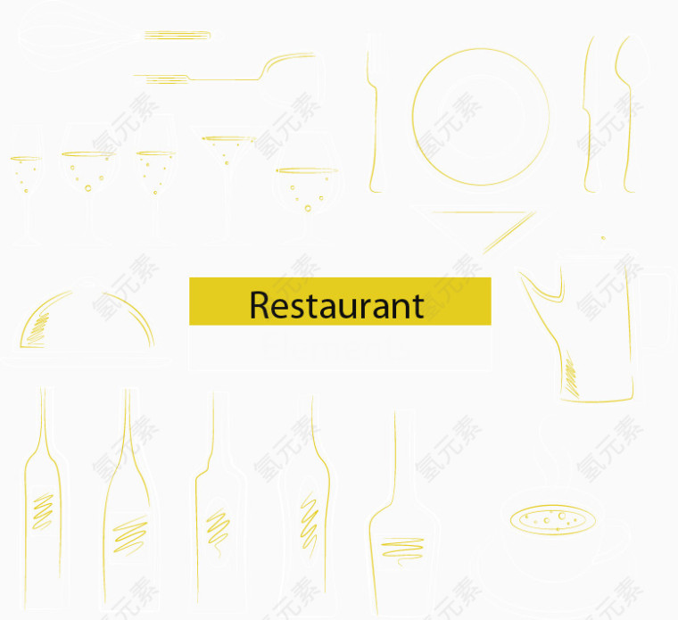 手绘啤酒瓶矢量免费素材