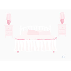 矢量白色床和床头柜