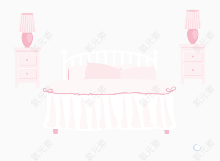 矢量白色床和床头柜