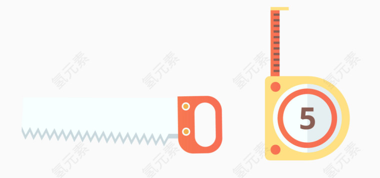 矢量锯子尺子素材