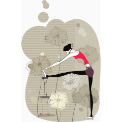 矢量手绘瑜伽动作