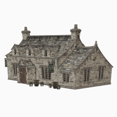 草房子古建筑矢量图