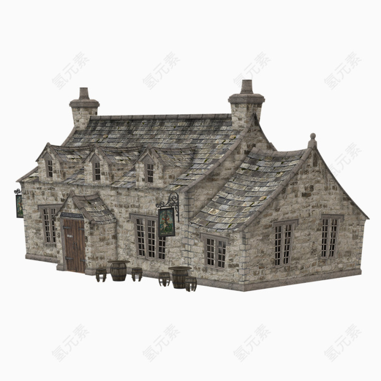 草房子古建筑矢量图