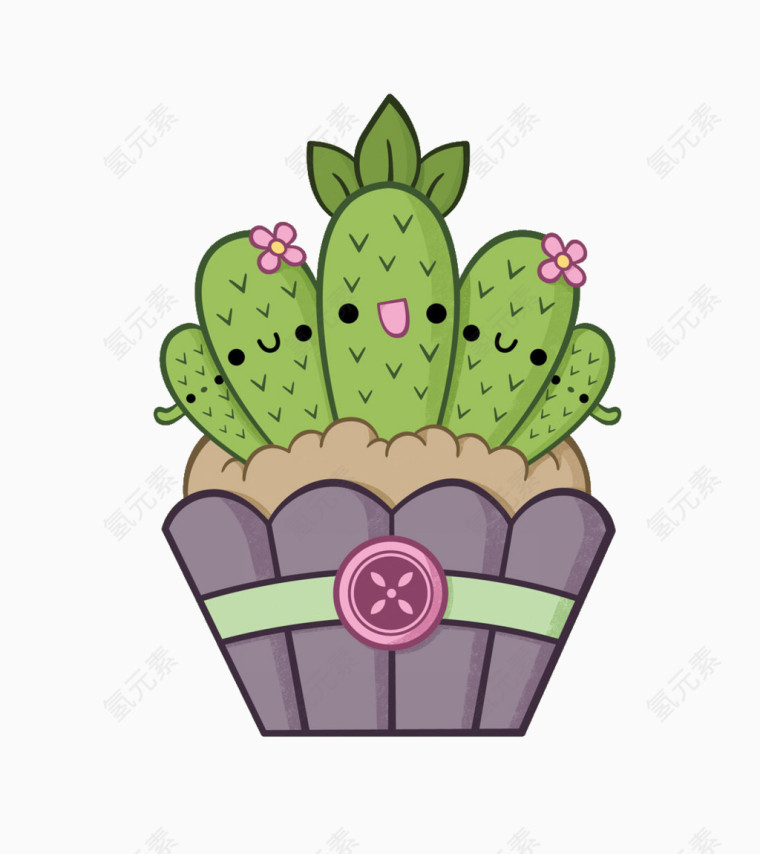 卡通仙人掌盆栽
