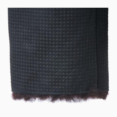 羊皮毛一体格纹设计立领男士皮衣