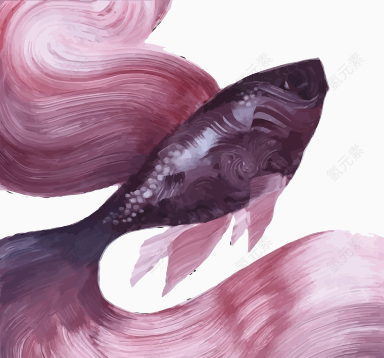 矢量油画金鱼