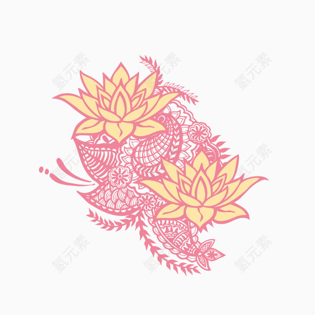 卡通莲花图案