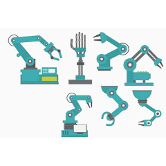 手绘绿色机械臂的组合