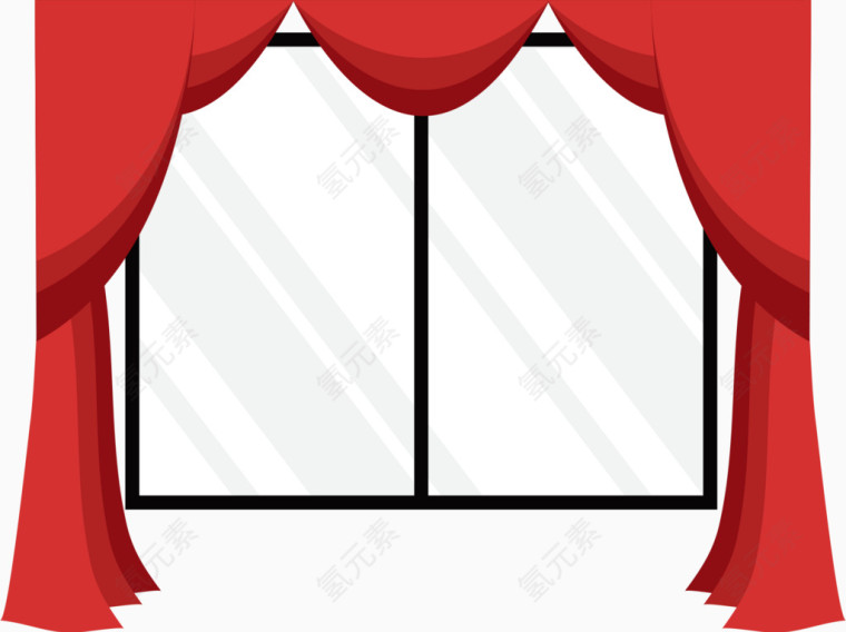 矢量红色窗帘